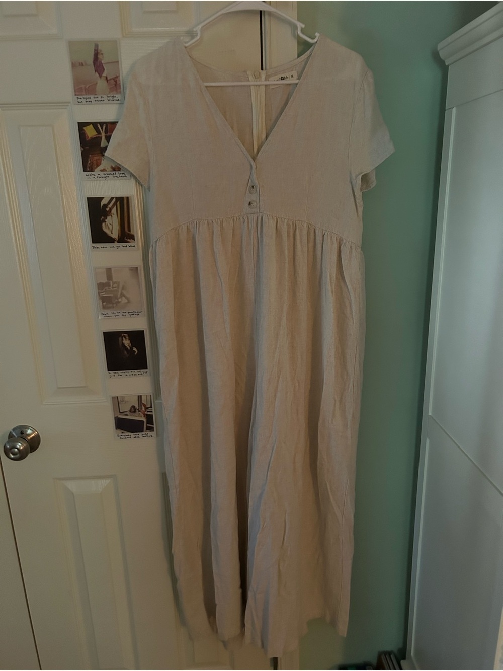NATURAL LIFE Beige V-Neck Short Sleeve Romper
